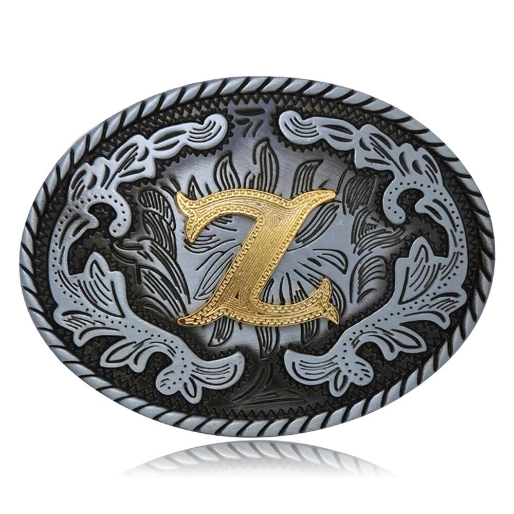 3579 Western Belt Buckle Western Cowboy Initial Letters ABCDJMR to Z Oval